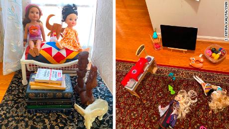 That first weekend, my daughter stacked books like Moby Dick and used decorative figurines to create settings and characters for her dolls. Last week, my husband drove back to Queens and brought some more toys.