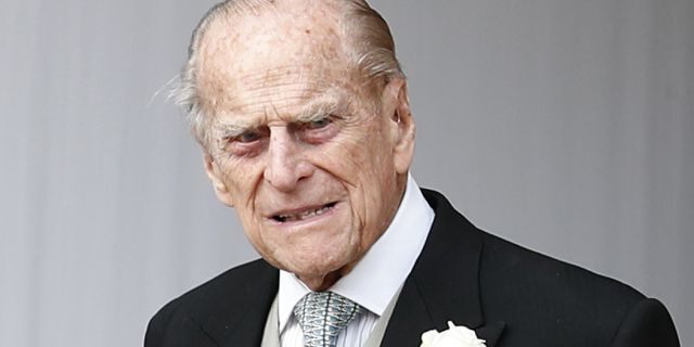 Prince Philip, Duke of Edinburgh attends the wedding of Princess Eugenie of York to Jack Brooksbank at St. George's Chapel on Oct. 12, 2018, in Windsor, England.