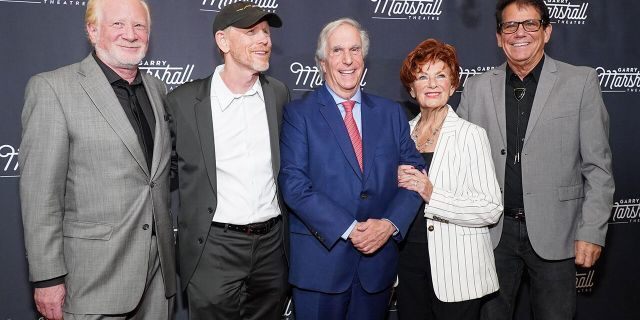 Left to right: Don Most, Ron Howard, Henry Winkler, Marion Ross and Anson Williams attend Garry Marshall Theatre's 3rd Annual Founder's Gala Honoring Original "Happy Days" Cast at The Jonathan Club on November 13, 2019, in Los Angeles, Calif. 