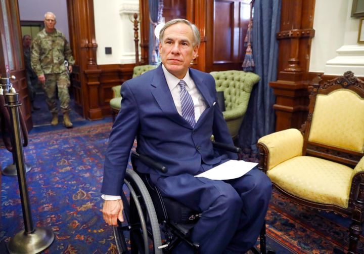 Texas Governor Greg Abbott arrives for his COVID-19 press conference at the Texas State Capitol in Austin.