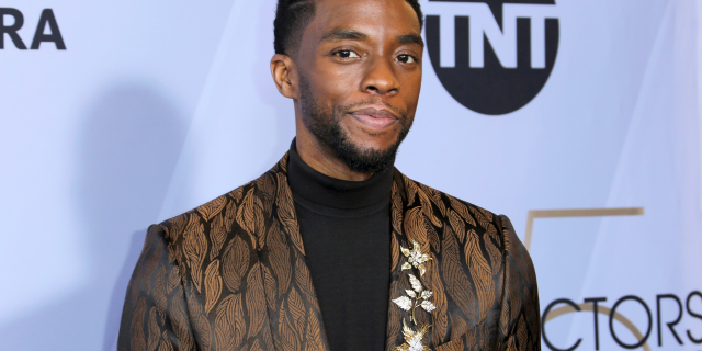 Chadwick Boseman arrives at the 25th annual Screen Actors Guild Awards at the Shrine Auditorium &amp; Expo Hall in January 2019.