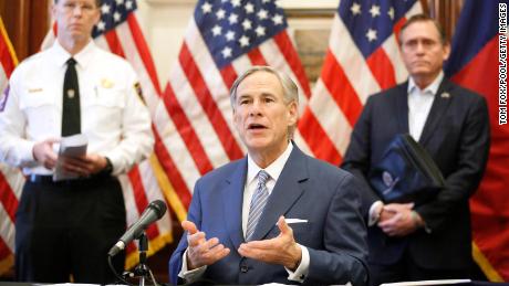 Texas Governor Greg Abbott announced the US Army Corps of Engineers and the state are putting up a 250-bed field hospital at the Kay Bailey Hutchison Convention Center in downtown Dallas during a press conference at the Texas State Capitol in Austin, Sunday, March 29, 2020. 