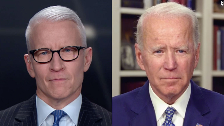 Anderson Cooper and former Vice President Joe Biden.