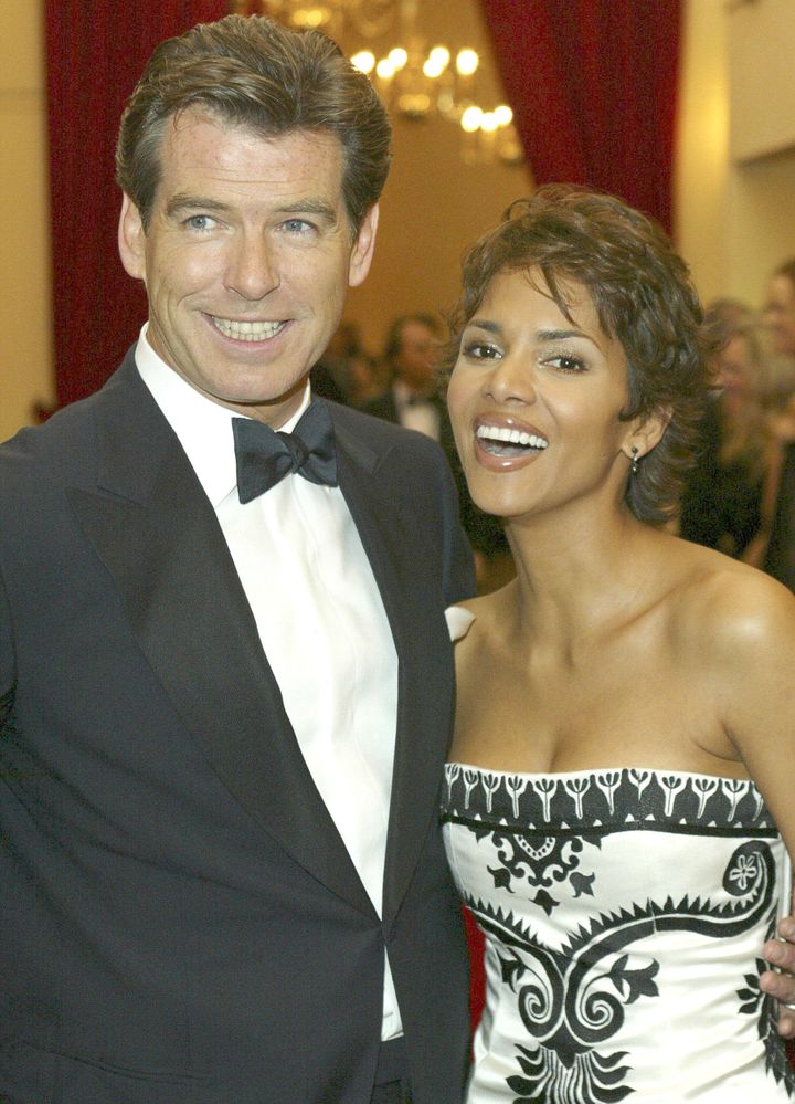 Pierce Brosnan and Halle Berry at the London premiere of "Die Another Day."