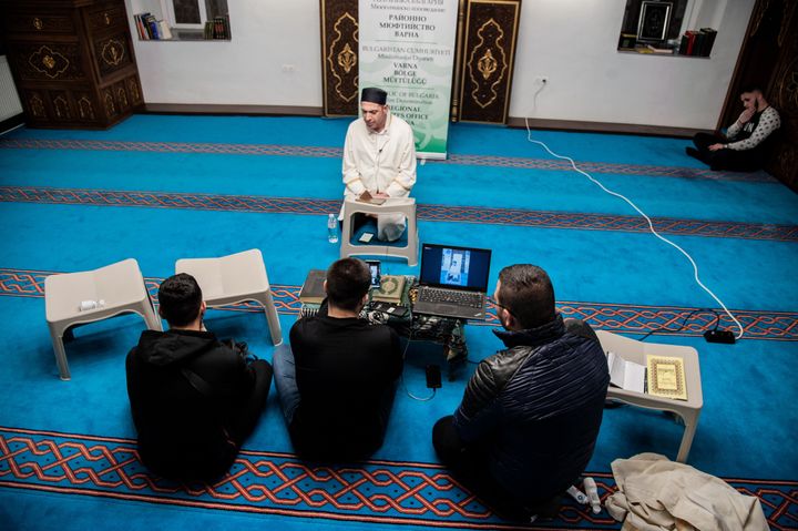 The Azazie Mosque in&nbsp;Varna, Bulgaria livestreams on Facebook to connect with their mosque members at home, on April 07, 
