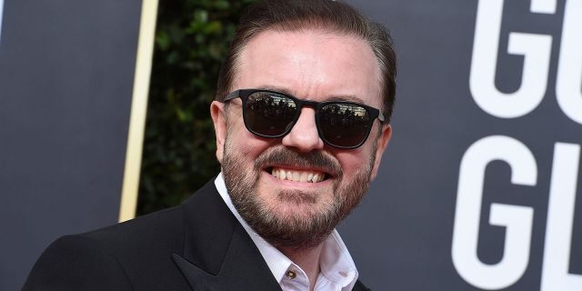 Ricky Gervais arrives at the 77th annual Golden Globe Awards at the Beverly Hilton Hotel on Sunday, Jan. 5, 2020, in Beverly Hills, Calif. (Photo by Jordan Strauss/Invision/AP)