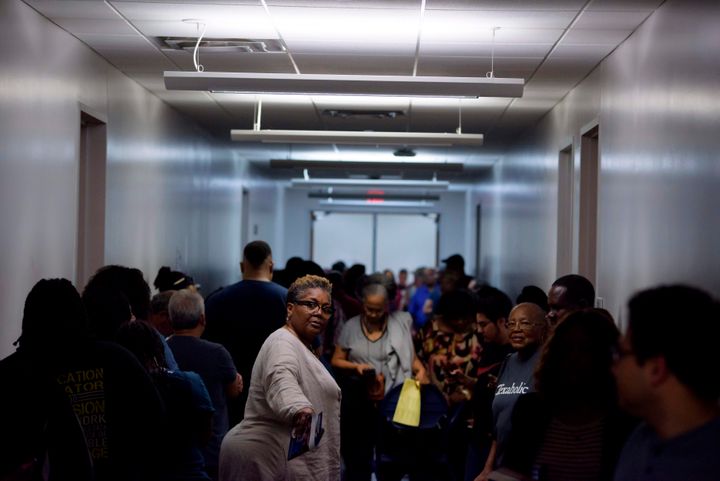 Voters crowd a polling station in Houston on Super Tuesday last month.&nbsp;