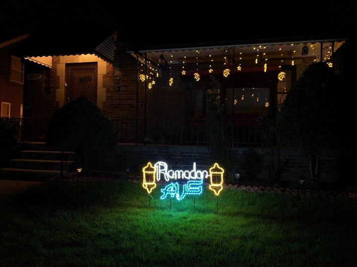 A family in greater Dearborn participates in the Ramadan Lights Contest.