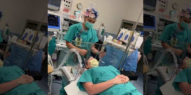 A demonstration of how the intubation box can help provide extra safety when placing COVID-19 patients on a respirator.
