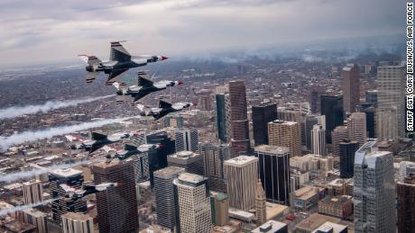 Blue Angels and Thunderbirds will fly over New York and other cities to salute first responders