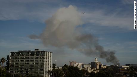 Smoke from the explosion could be seen from a distance across Los Angeles.