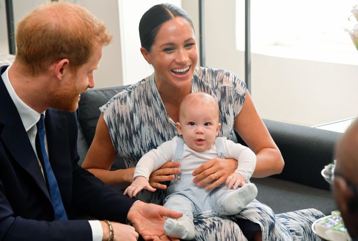 The Duke and Duchess of Sussex and their son Archie meet Archbishop Desmond Tutu and his daughter Thandeka Tutu-Gxashe during