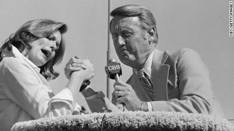 Phyllis George and Vin Scully as co-hosts on &quot;Celebrity Challenge of the Sexes&quot; on April 17, 1977.