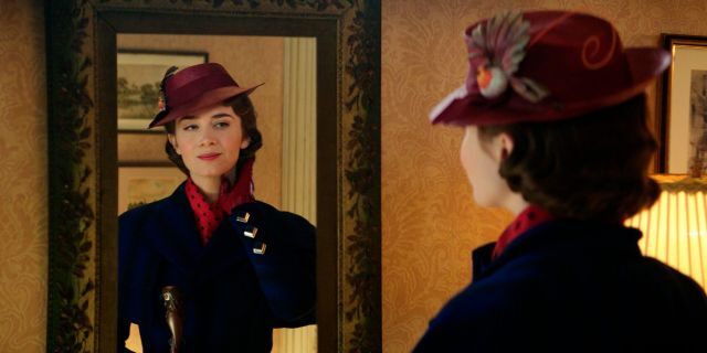 This image released by Disney shows Emily Blunt as Mary Poppins in 'Mary Poppins Returns.'