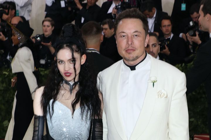 Grimes and Elon Musk attend the 2018 Costume Institute Benefit at Metropolitan Museum of Art on May 7, 2018, in New York City