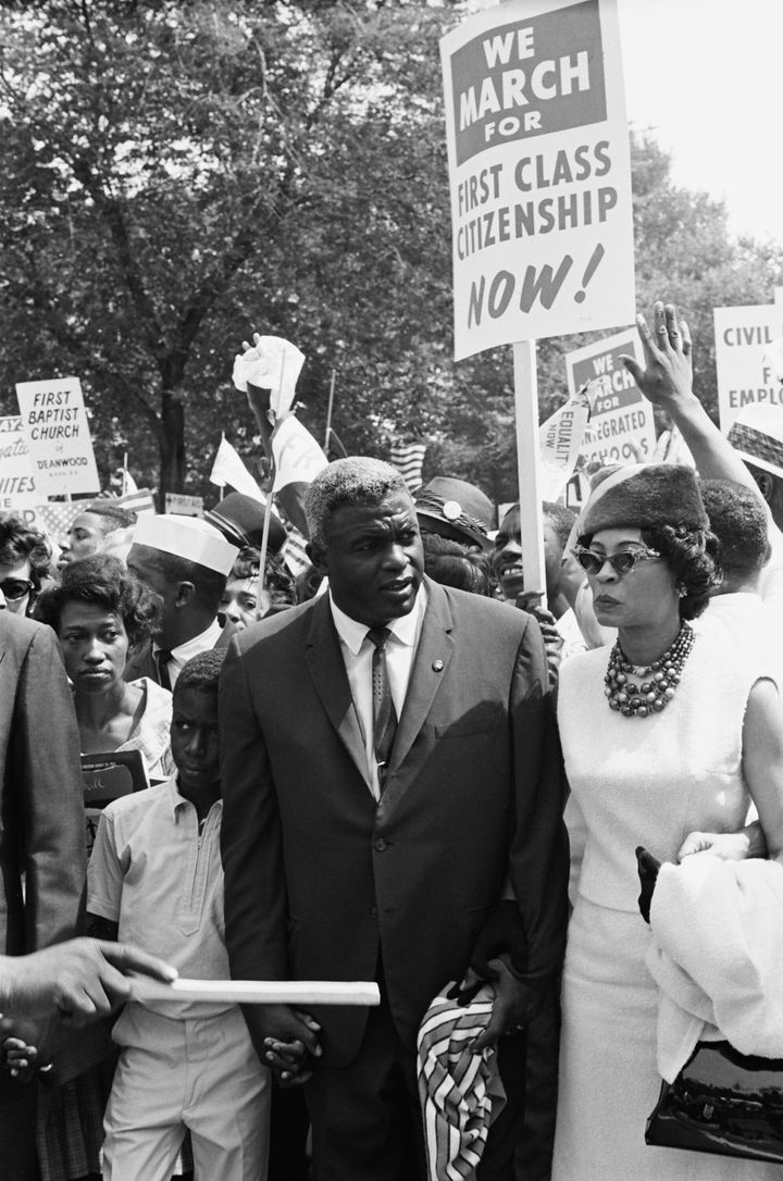 Jackie Robinson marches in Washington during the 1960s.