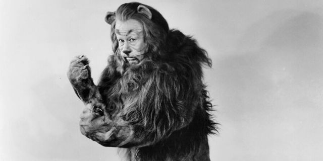 Bert Lahr as the Cowardly Lion in a scene from the film 'The Wizard Of Oz', 1939.