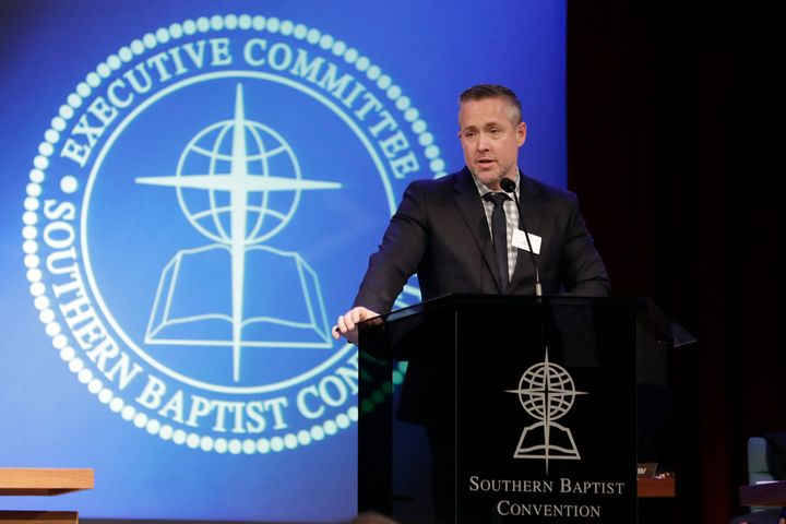 Southern Baptist Convention President J.D. Greear speaks to the denomination's executive committee last year in Nashville.