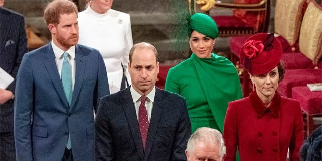 LONDON, ENGLAND - MARCH 09: Prince Harry, Duke of Sussex, Meghan, Duchess of Sussex, Prince William, Duke of Cambridge, Catherine, Duchess of Cambridge and Prince Charles, Prince of Wales attend the Commonwealth Day Service 2020 on March 9, 2020, in London, England. (Photo by Phil Harris - WPA Pool/Getty Images)