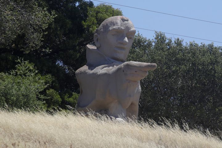 A Junipero Serra statue in Hillsborough, California, on Thursday.
