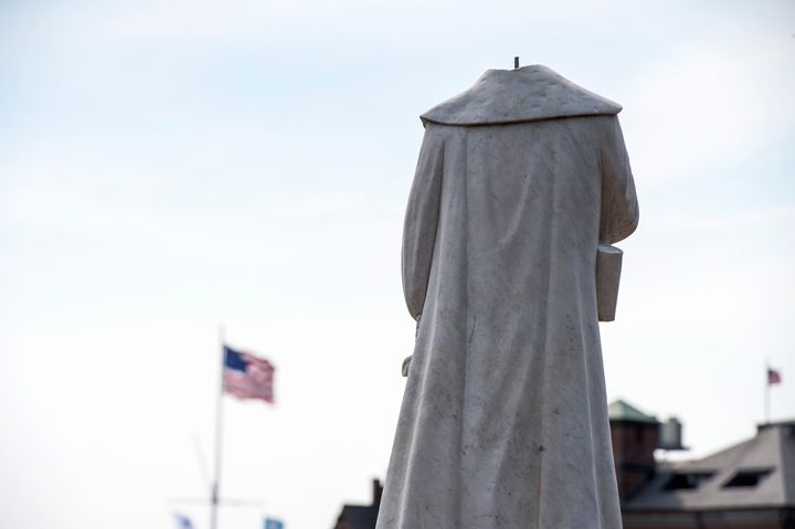 Someone decapitated the statue of Christopher Columbus in Boston. Police recovered the statue's head on Wednesday morning.