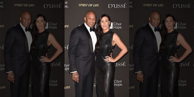 Dr. Dre and Nicole Young attend the 2018 City Of Hope Gala at Barker Hangar on October 11, 2018, in Santa Monica, Calif. (Photo by David Crotty/Patrick McMullan via Getty Images)