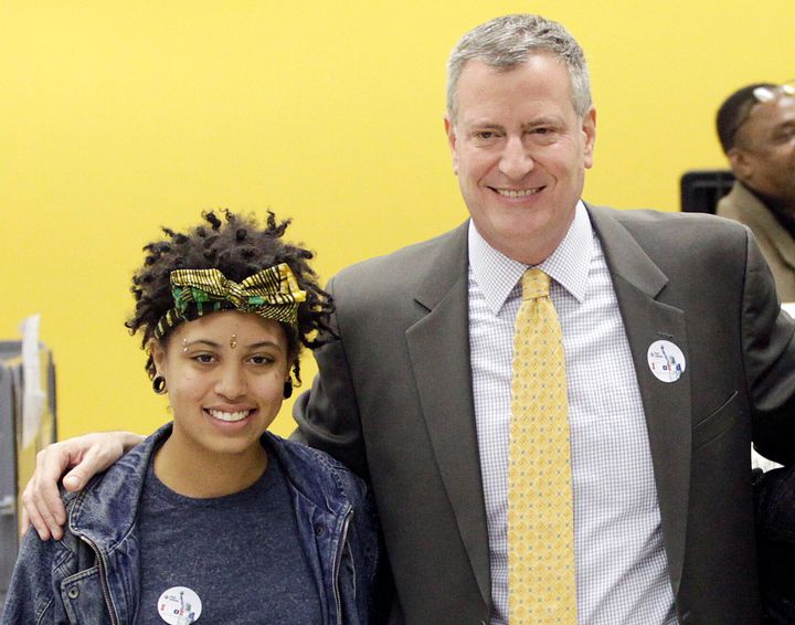 New York City Mayor Bill de Blasio with his daughter, Chiara in 2013. She was arrested on Saturday night during a demonstrati