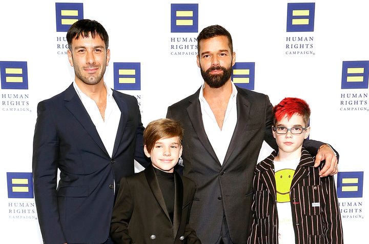 Martin with his husband, Jwan Yosef (left), and their sons Matteo and Valentino. "Every decision I make is based on the fact 