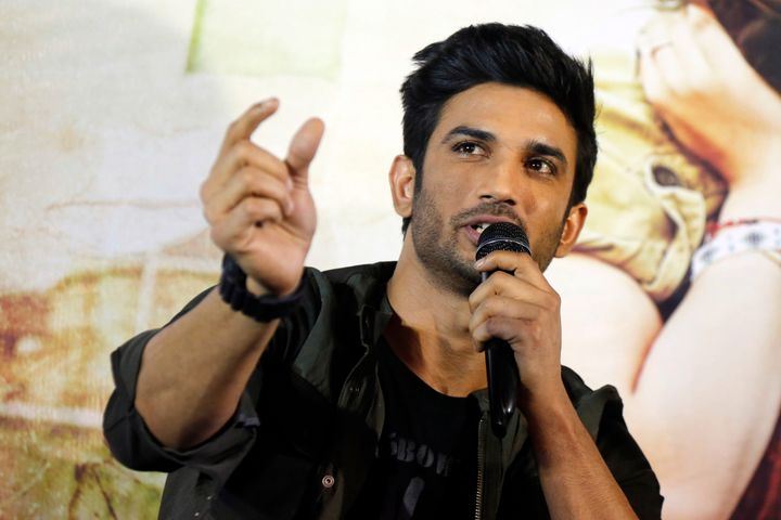 In this May 30, 2017 file photo, Bollywood actor Sushant Singh Rajput speaks during a press conference to promote his movie "