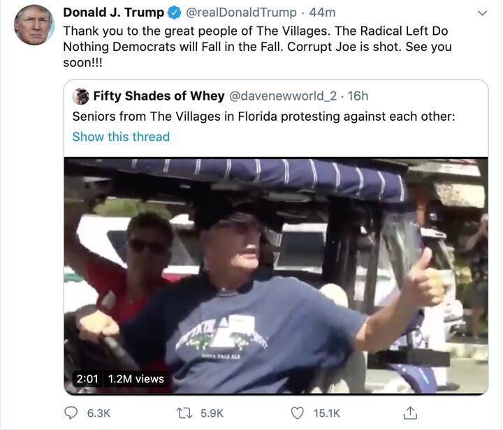 President Donald Trump shared a video from an anonymous Twitter user depicting one of his supporters shouting "white power."