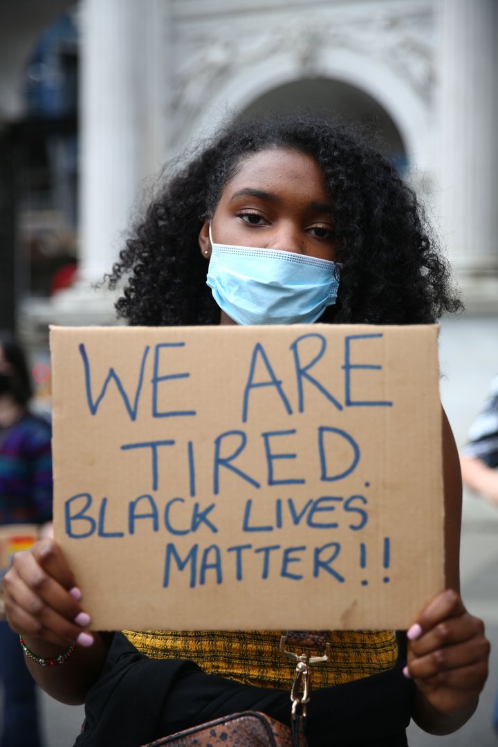Protesters gather for Black Lives Matter protests in July 2020 in response to the killing of George Floyd.