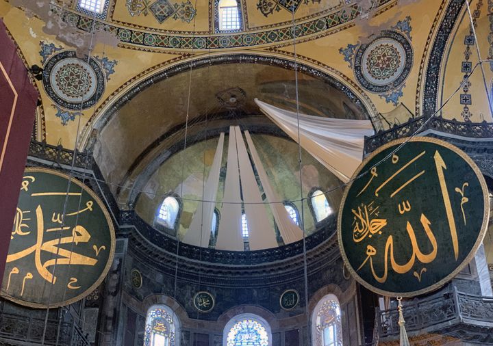 An interior view of the Hagia Sophia Mosque after being converted from a museum back into a mosque.&nbsp;