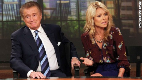 Regis Philbin and Kelly Ripa attend a press conference on Regis&#39;s departure from their TV talk show at ABC Studios on November 17, 2011, in New York City.