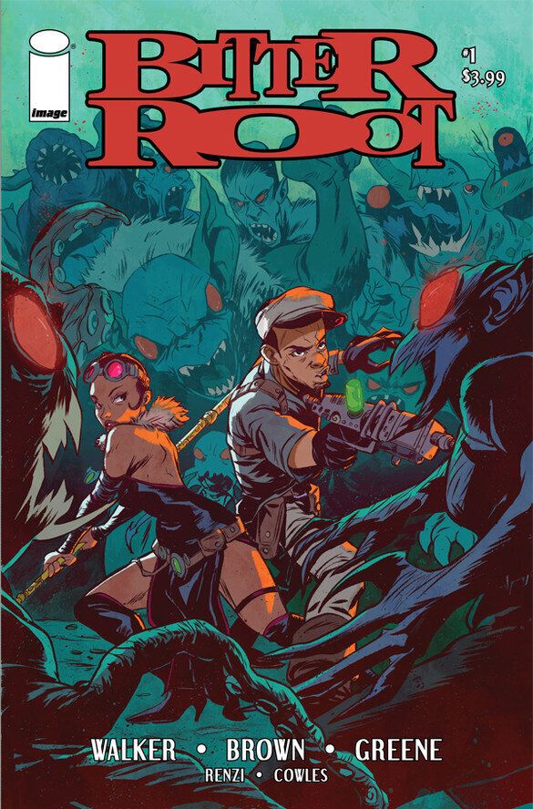 The first issue of "Bitter Root," written by David F. Walker and Chuck Brown, with art by Sanford Greene.

