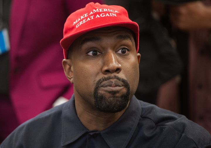 Rapper Kanye West speaks during his October 2018 meeting with President Donald Trump in the Oval Office.