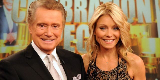 Regis Philbin (left) co-hosted 'Live! With Regis and Kelly' for several years with Kelly Ripa. Philbin died at 88 of natural causes. (Photo by David Russell/Walt Disney Television via Getty Images)