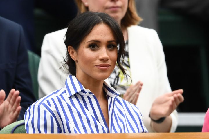 The Duchess of Sussex attends the Wimbledon Lawn Tennis Championships in July 2018.&nbsp;