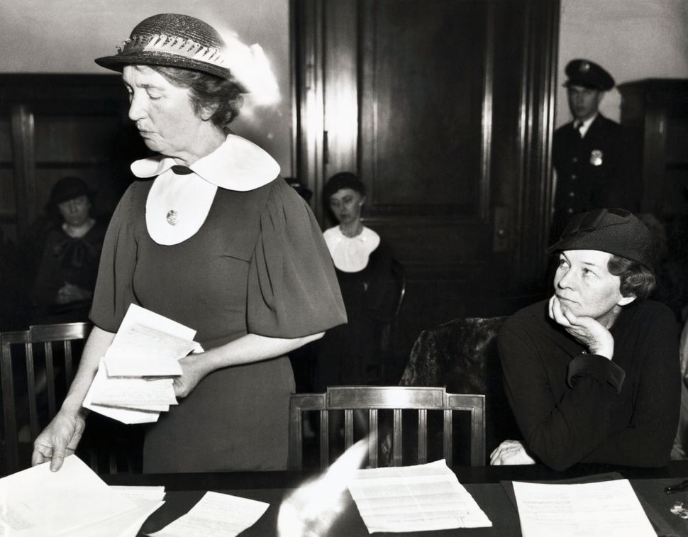 Sanger appearing before a Senate committee in 1934.