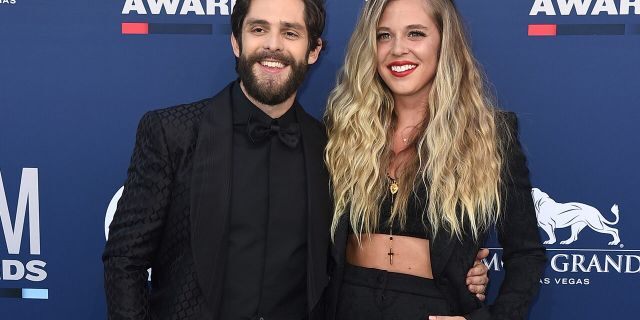 Thomas Rhett and Lauren Akins arrive at the 54th annual Academy of Country Music Awards (Photo by Jordan Strauss/Invision/AP)