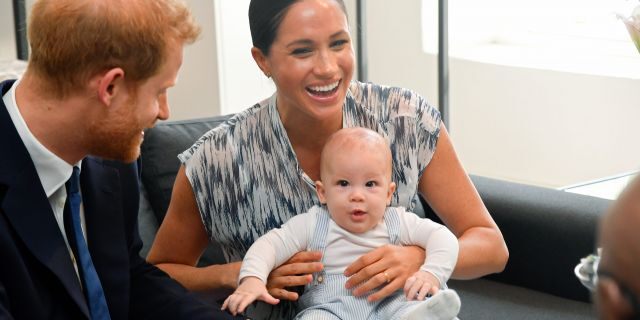 (L-R) Prince Harry, Duke of Sussex, Meghan, Duchess of Sussex, and their baby son Archie Mountbatten-Windsor in September 2019.
