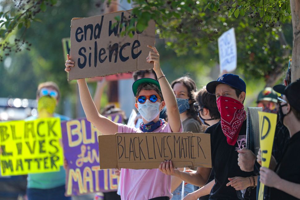 A police brutality protest in Burbank, California, on June 4, organized by SURJ.