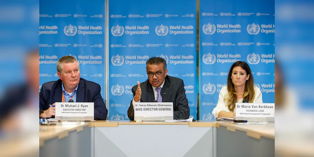 Tedros Adhanom Ghebreyesus, director general of the World Health Organization, center, pictured in early March during a news conference on COVID-19, at the WHO headquarters in Geneva, Switzerland. (Salvatore Di Nolfi/Keystone FILE via AP)